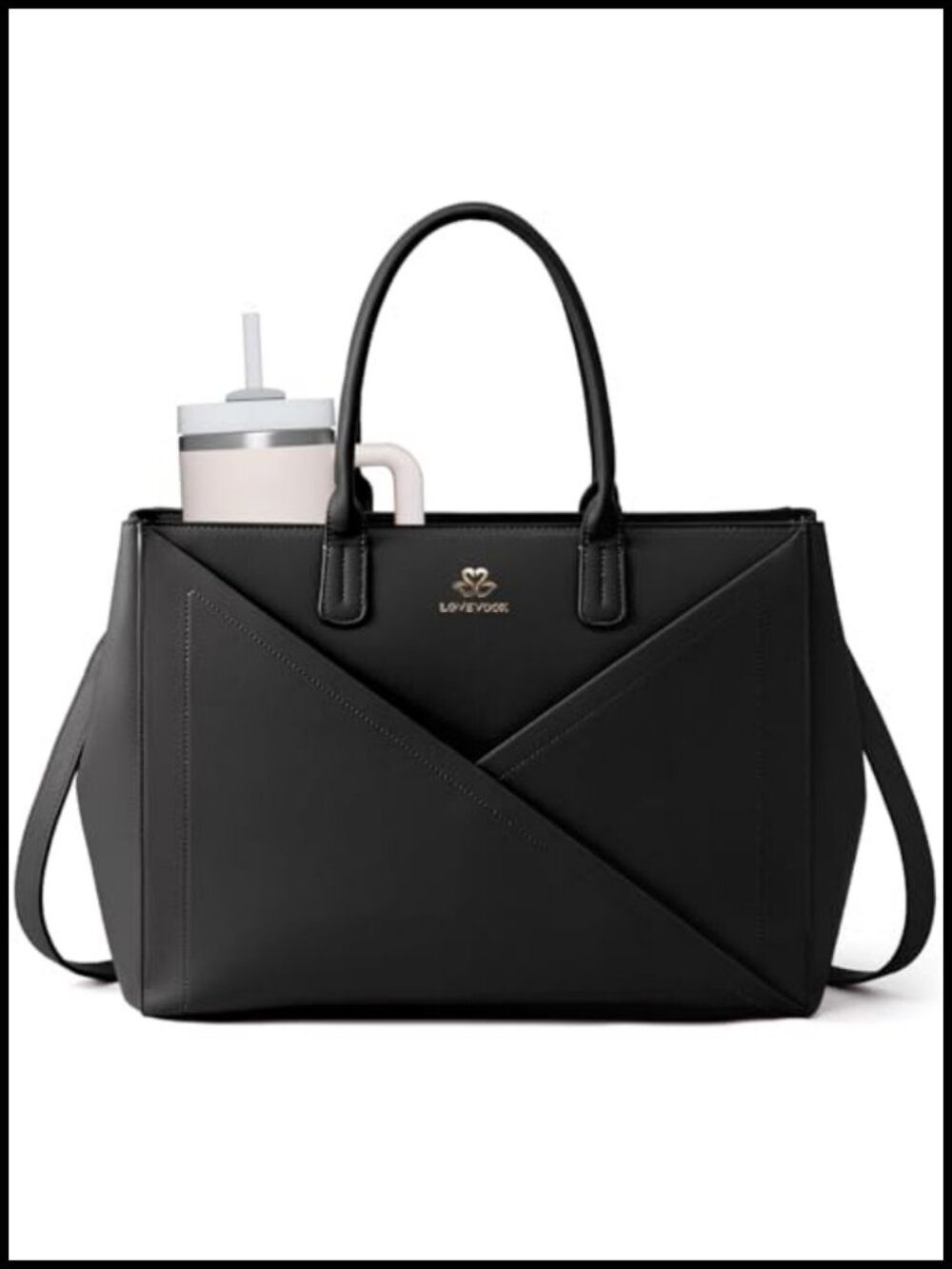 PU Leather Laptop Tote Bag 16 Inch Work Messenger Shoulder Bag